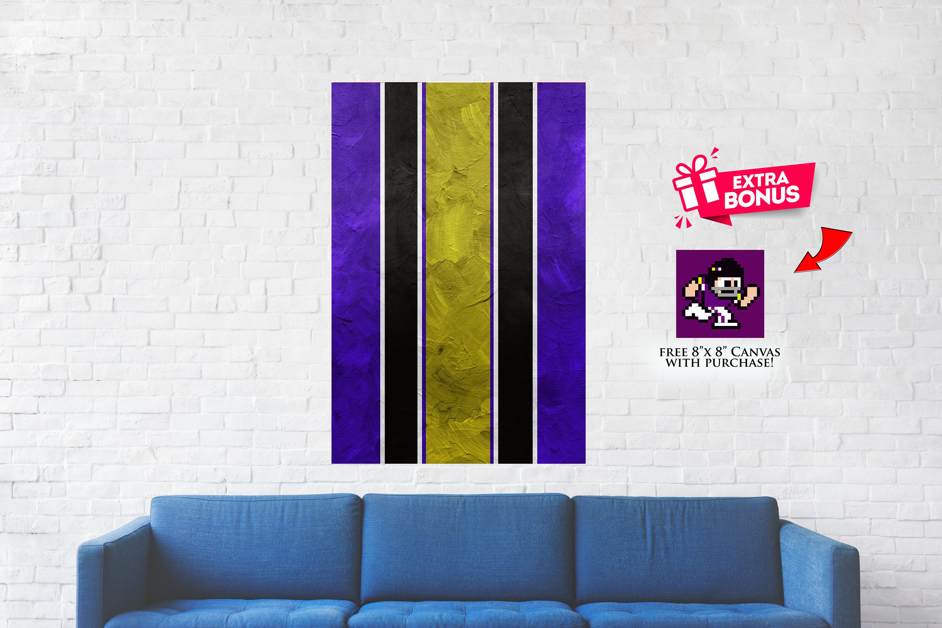 Baltimore Ravens Purple and Gold stripes Impasto Styled representation of some of the greatest colors around (comes with FREE GIFT!)