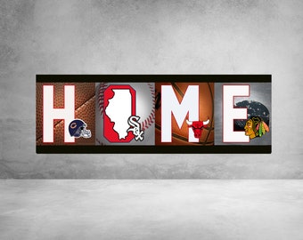 A Collection of Chicago Sports Teams, Bears, White Sox, Bulls, Blackhawks| Personalized Gifts| Wall decor| Home Sign| Custom Available!!
