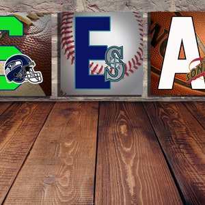 A collection of Seattle Sports Teams - Football, Basketball and Baseball Etc. Perfect for any Mancave!