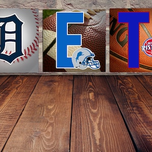 A collection of Detriot Sports Teams - Detriot Lions, Detriot Pistons and Detriot Tigers, Etc. Perfect for any Mancave!