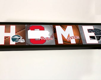 A Collection of Philly Sports Teams, Eagles, Phillies, Sixers, Flyers| Personalized| Wall decor| Home Sign| Custom Available!!
