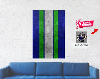 Seattle Seahawks Blue, Green and Grey stripes Impasto Styled representation of some of the greatest colors around (comes with FREE GIFT!)