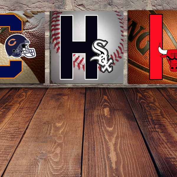 A collection of Chicago Sports Teams - Chicago Bears, Chicago White Sox, Chicago Bulls, Etc. Perfect for any Mancave!