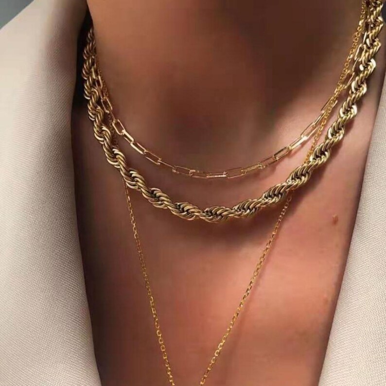 Gold Paperclip Chain Layering Necklace Chain Necklace Etsy