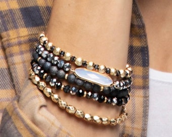 Boho Bead Bracelets • Beaded Bracelet • Bracelet Stack • Beaded Bracelets for Women • Stretch Bracelet • Dainty Gold Bracelet • Gift for Her