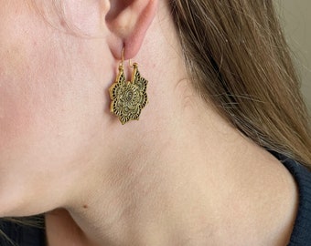 Boho Earrings • Indian Earrings • Brass Earrings • Tribal Earrings • Mandala Earrings • Lotus Flower Earrings • Hoop Earrings