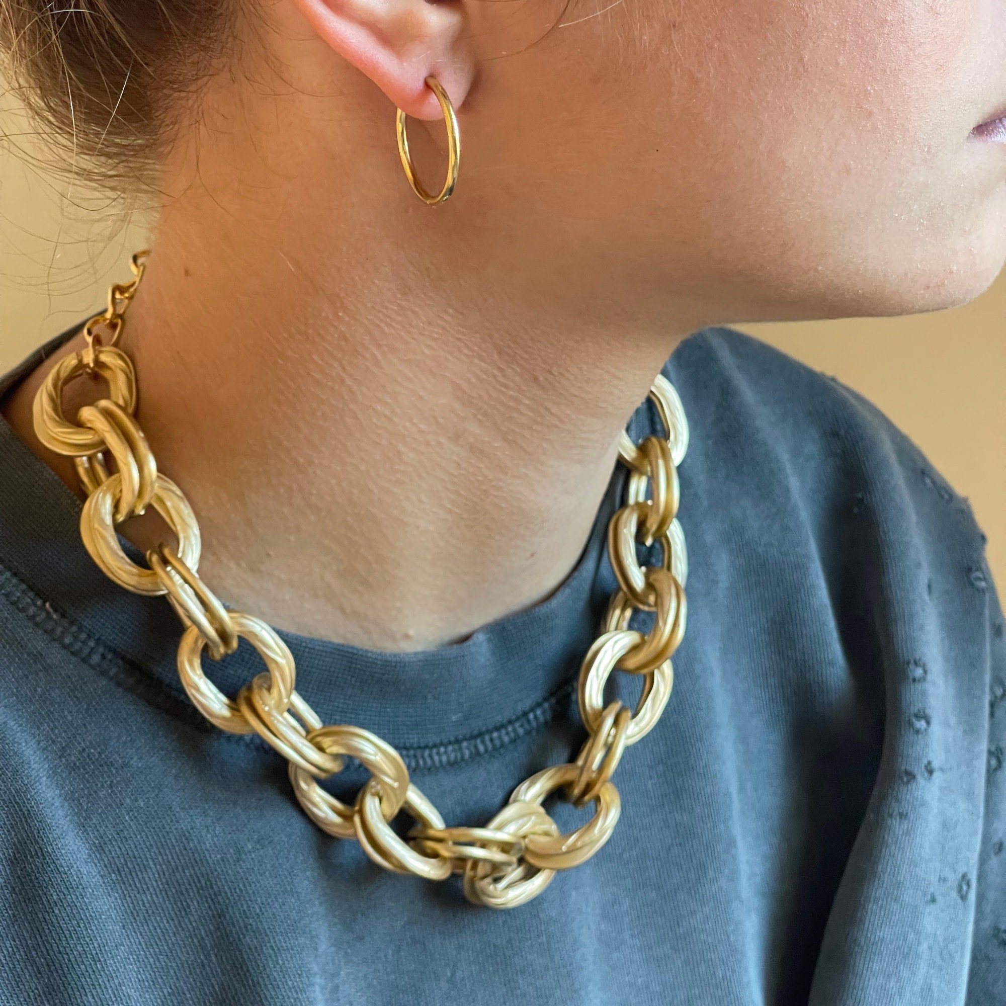 Gold Plated Chunky Chain Statement Necklace | very.co.uk