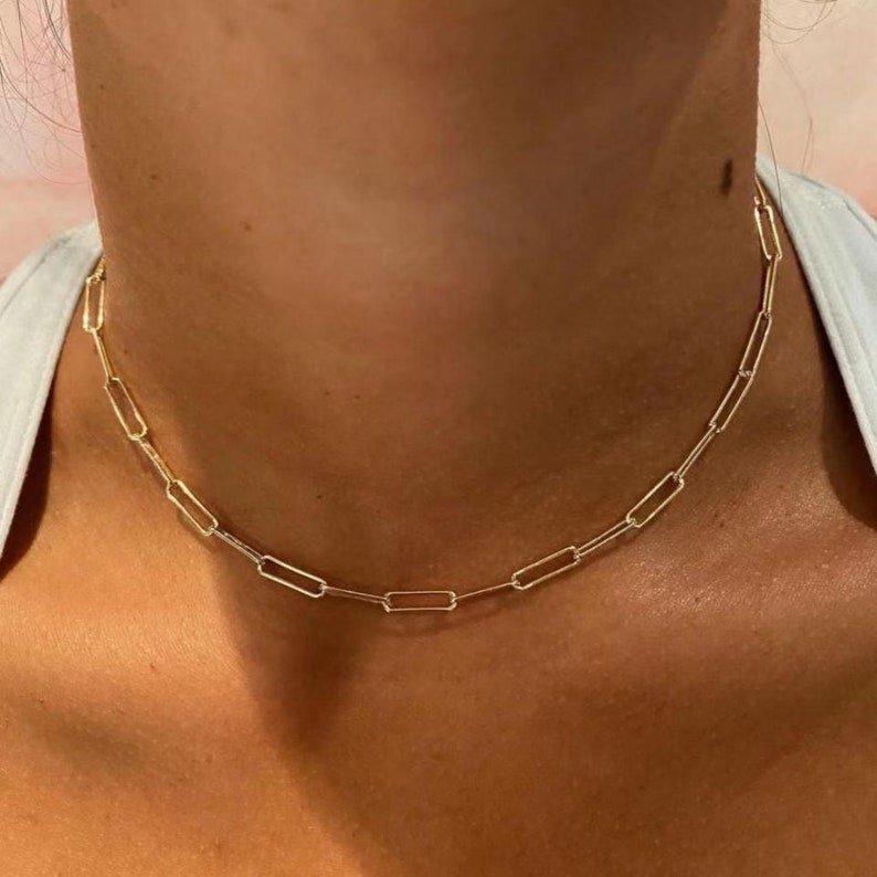 Gold Paperclip Chain Layering Necklace Chain Necklace Etsy
