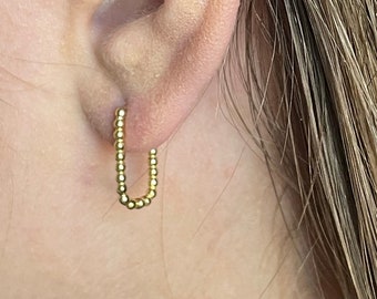 Multiple Piercing Set • Rectangle Hoop Earrings • Dainty Hoop Earrings • Everyday Earring Gift Set • 18K Gold Filled Oblong Hoop Earrings
