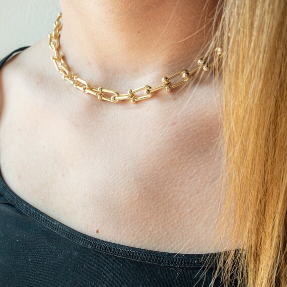U Chain Necklace Chunky Link Chain 18K 