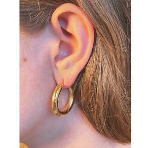 Chunky 18K Gold Hoops Earring Set • Tarnish Free • Thick Gold Hoops • Waterproof Earrings • Everyday Earring Gift Set • Hypoallergenic Hoops