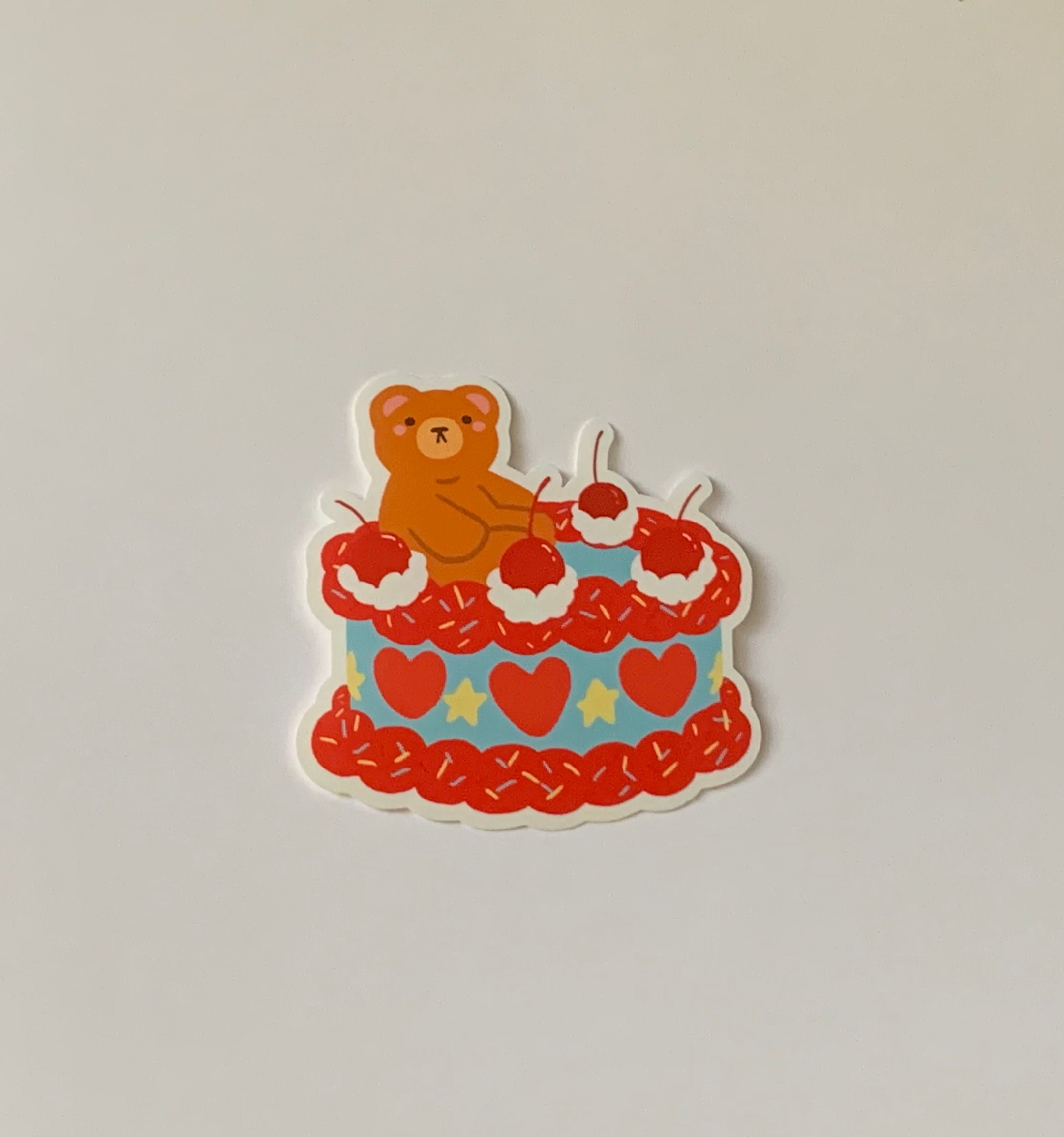 Cake bear diecut glossy vinyl sticker Etsy