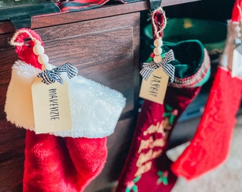 Personalized Farmhouse Inspired Christmas Stocking Tags