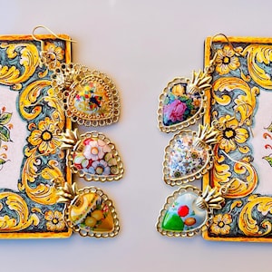 Handmade Sacred Heart Earrings: Sicilian Love & Mercy Symbol