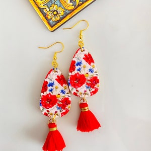 Kleurrijke druppel oorbellen, Boho oorbellen bungelen, Bloemen zomer oorbellen, Lichtgewicht bloem oorbellen, Bloemen oorbellen, Tuinman cadeau