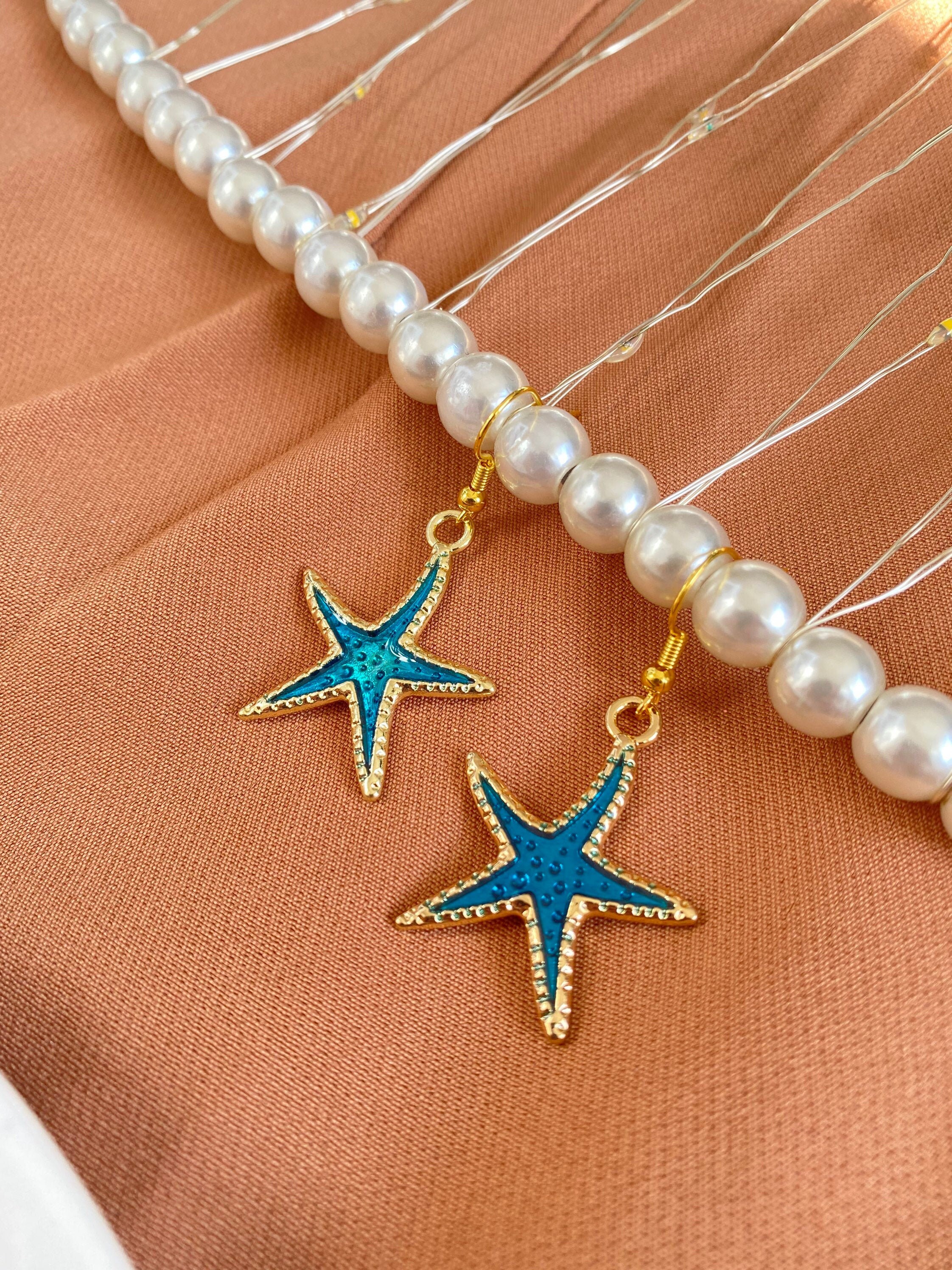 Starfish Earrings Cute Sea Star Drop Dangling Nature Etsy UK
