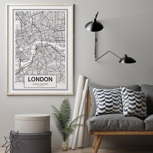 London Map Digital Print,  Modern Home Decor, London Map, City Maps Digital Print, London Map Poster, Printable Wall Art