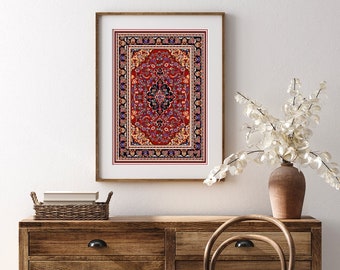 Turkish Carpet, Rug Print, kilim motif Poster, Anatolian carpet motif, Carpet Wall Art, Carpet Print, Turkish Carpet Theme, Digital Print