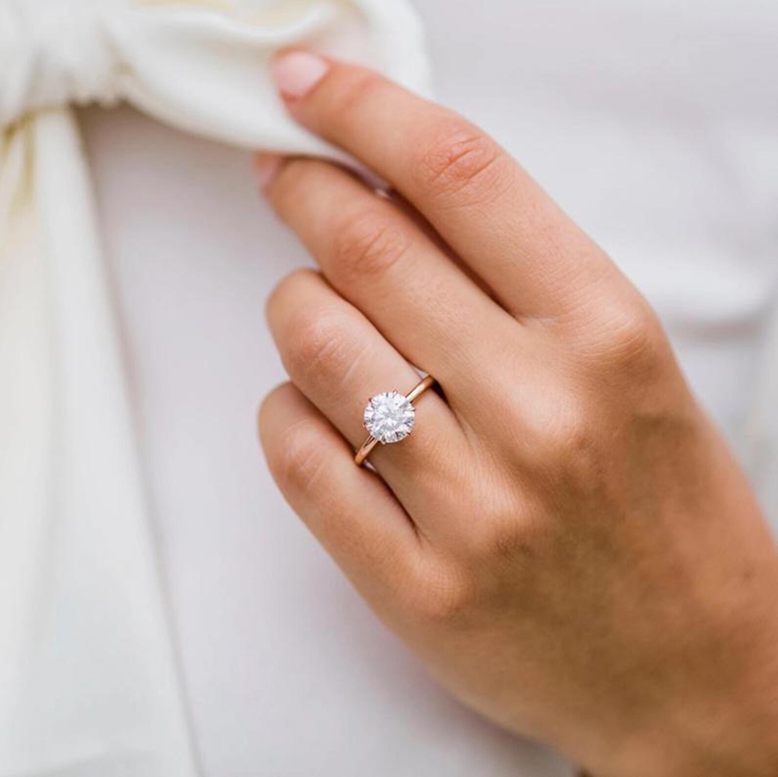 1.80 CT Round Moissanite Engagement Ring 14 White GoldDainty Etsy