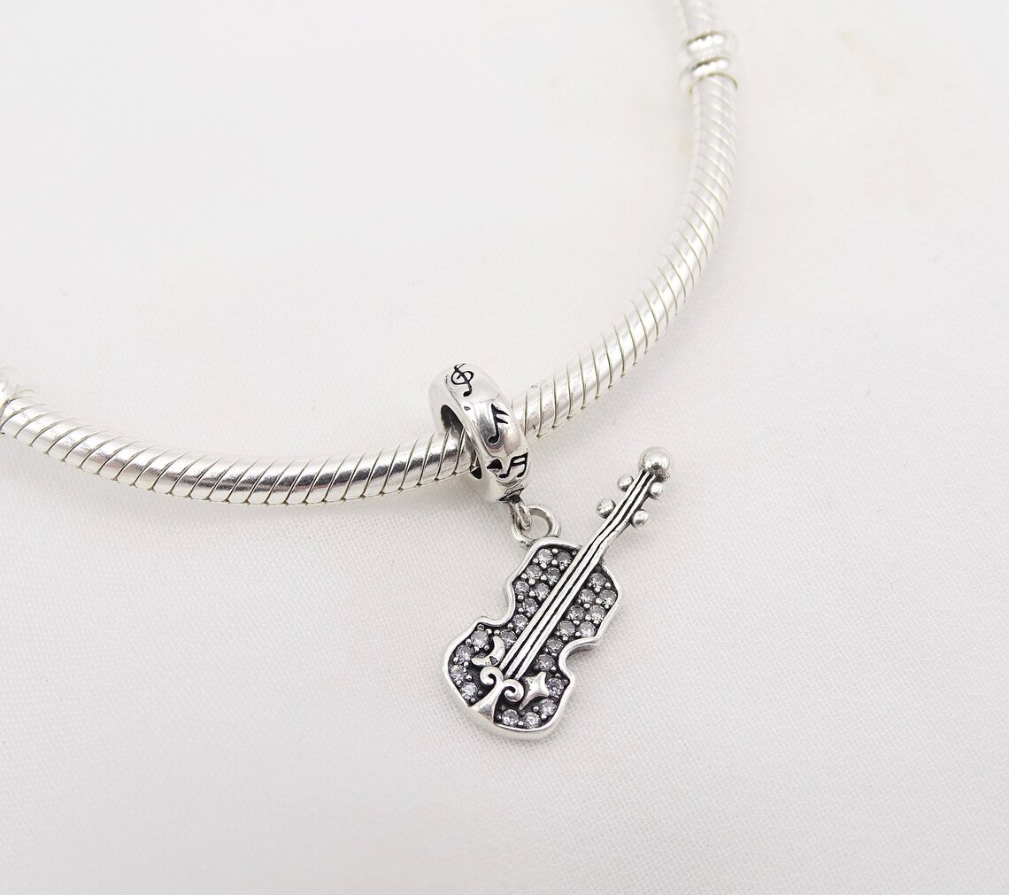 925 Sterling Silver Violin Charm fit pour Pandora Bracelet Etsy