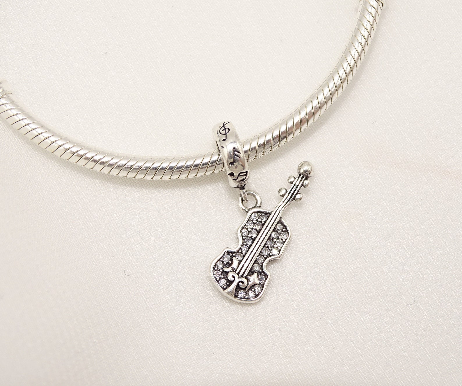 925 Sterling Silver Violin Charm fit pour Pandora Bracelet Etsy