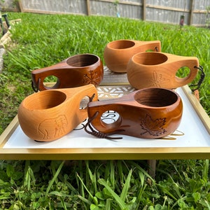 Hand Carved Walnut Wood Kuksa Mug: Nordic Camping Travel Cup