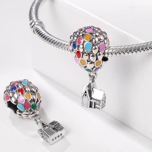 Up House&Balloons Charm,925 Sterling Silver,Disney Pandora Style,best gift for her,girls,women,birthday,Anniversary,Friends,teacher,mother