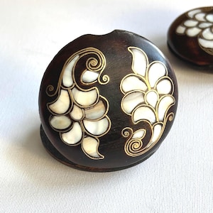 Espejo compacto de maquillaje con incrustaciones de madreperla de madera de nogal, hecho a mano, regalo vintage para ella, mujer, niña, cumpleaños, maestra, madre, aniversario, mejor amiga.