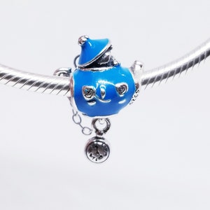 Alice in Wonderland,Blue Birthday Party Teapot Charm,925 Sterling Silver Pandora Style,Best Gift for Girls,Women,Birthday,Anniversary,Friend