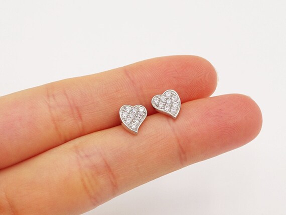 Orecchini A Cuore In Argento Sterling 925 Riciclati Fatti A Mano, Borchie 6mm. Orecchino E Set Di Anelli Opzione. Idea Regalo Di Compleanno. Minimalista. Varie Dimensioni. - Italia - Foto 9