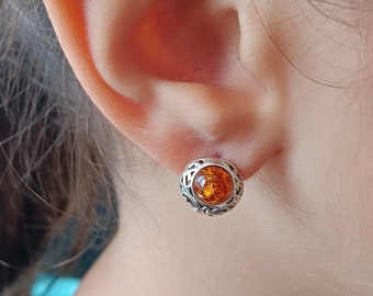 925 Sterling Silber Ohrhänger Mit Bernstein – Handgefertigt, Boho, Für Frauen