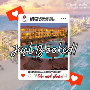 Just Booked | Travel Planner Flyer | Travel Agent | Travel Planning | Social Media Editable Canva Template