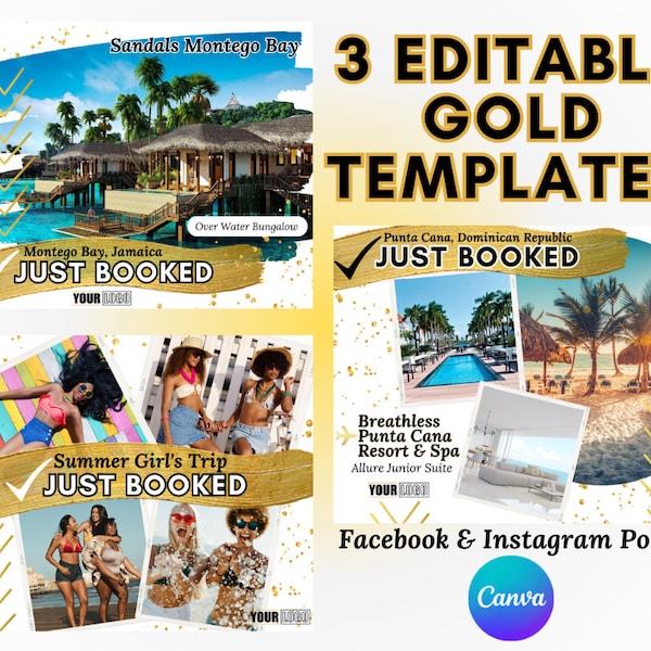 3Pack Travel Flyer | Travel Instagram Post| Travel Template | Travel Agent Template | Travel Facebook Post | Travel Agent | Just Booked