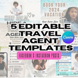5Pack Travel Agent Templates | Travel Instagram Post| Travel Template  | Travel Facebook Post | Travel Agent | Just Booked