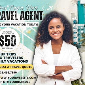 Travel Agent Flyer Template, Facebook Flyer, Canva Template, travel agent, social media content, social media flyer