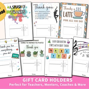 Porta carte regalo stampabili per insegnanti, regali per insegnanti di danza, regali per insegnanti, pacchetto di apprezzamento per gli insegnanti, download immediato in formato PDF A4 e formato USA