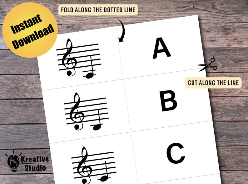 Printable Music Note Flashcards, Treble Clef and Bass Clef, Learn to ...