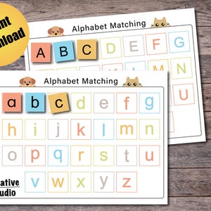 Printable Alphabet Matching Puzzle, Learn Letters for Preschool & Kindergarten, Busy Book, PDF, Instant Download