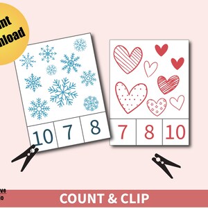 Counting Activity, Count & Clip Cards, 1-10 Number Learning, Toddler ...