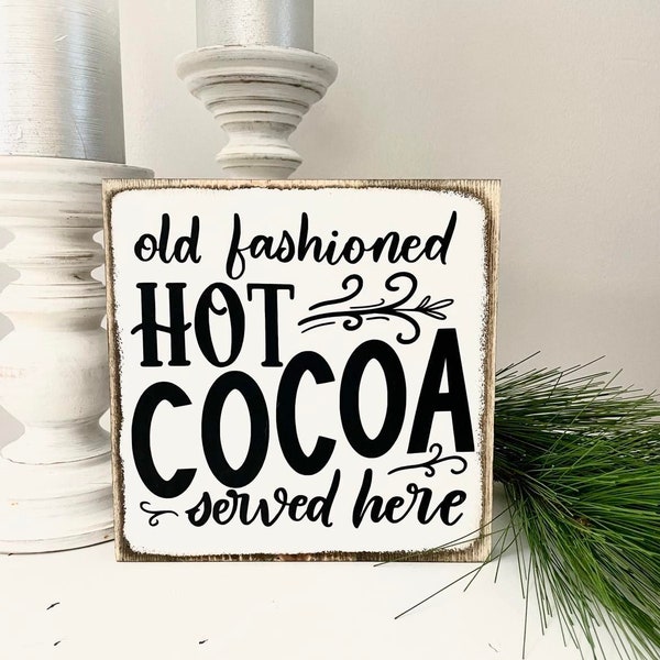 Hot Cocoa Sign, Winter Decor, Christmas Decorations, Cold Weather Sign, Farmhouse Winter Sign, Rustic Snow Decor, Seasonal Decorations