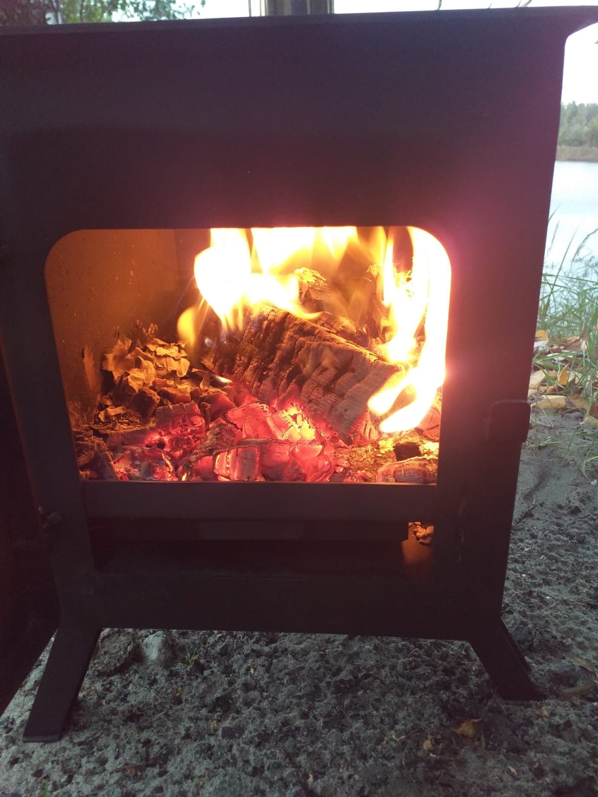 Small Wood Stove With Glass Door Legs Etsy UK