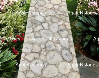 Handmade Agate Table Top: Natural Stone Console or Center Table