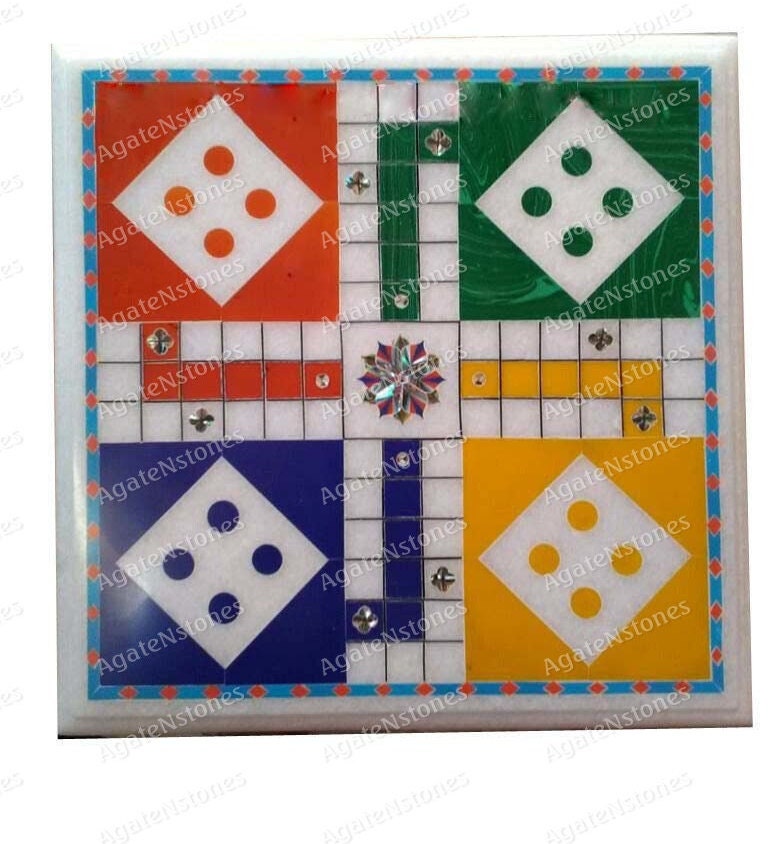 Marble White Ludo Game Board Outdoor&indoor Gaming Board 