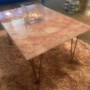 Exquisite Handcrafted Rose Quartz Table | Premium Pink Stone Coffee, Dining Table Top for Luxury Home & Office Decor