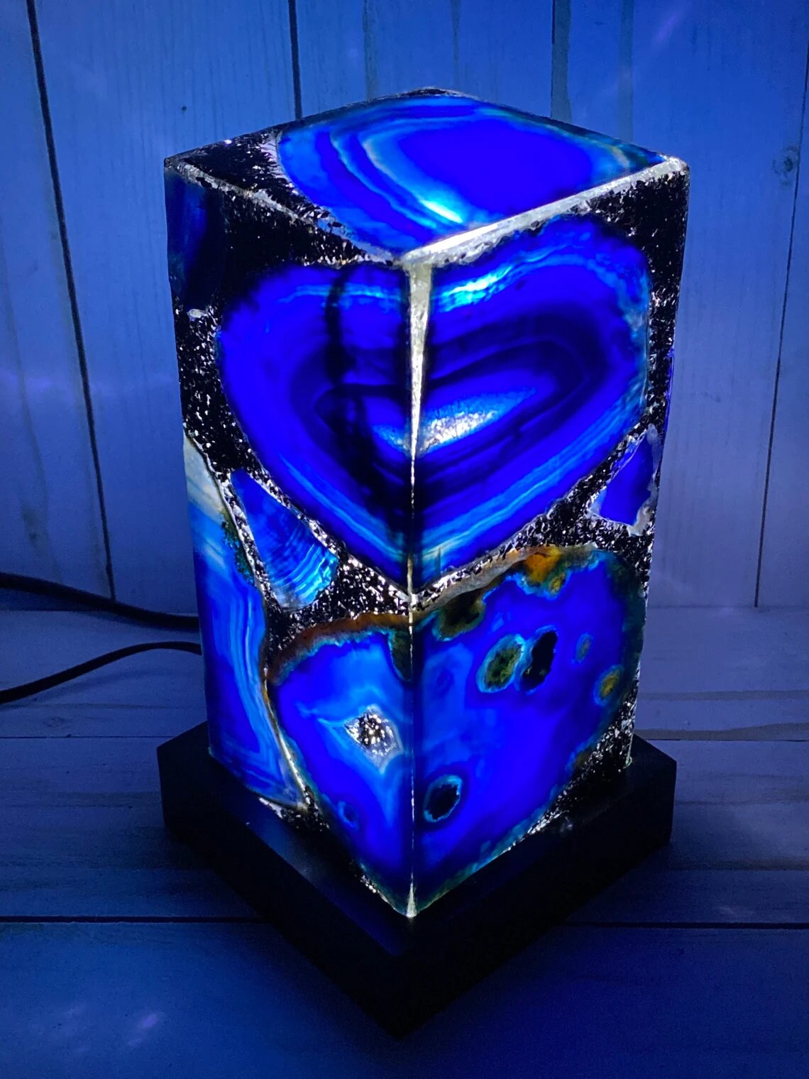 Blue Agate Stone Lamp Agate Geode Crystal Lamp natural Stone Accent Lamp for Bedroom Night Light Crystal Lamp Memorable Gift Etsy