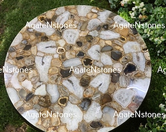 Handmade Brown Agate Coffee Table – Luxury Gemstone Tabletop for Modern Home Decor Interior