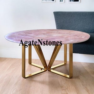 Rose Quartz Table Top/ Pink Rose Quartz Coffee Table Top/ Agate Side Table, Agate Center Table Handmade Home Decor, Only Top
