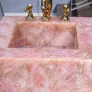 Buy Rose Quartz Vanity Counter Sink ,luxury Bathroom Decor, Pink Marble ...