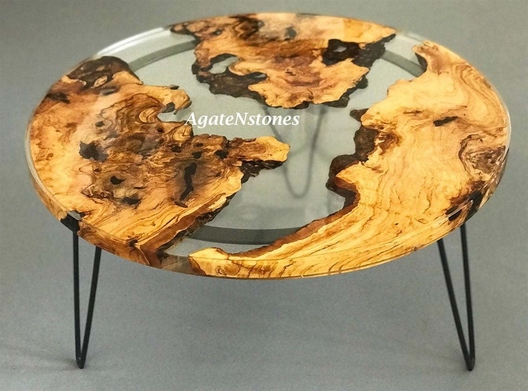 Round Clear Epoxy Table Clear Epoxy Side Table Round Epoxy Etsy