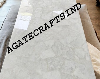 Handmade White Quartz Table Top: Modern Home Decor Furniture